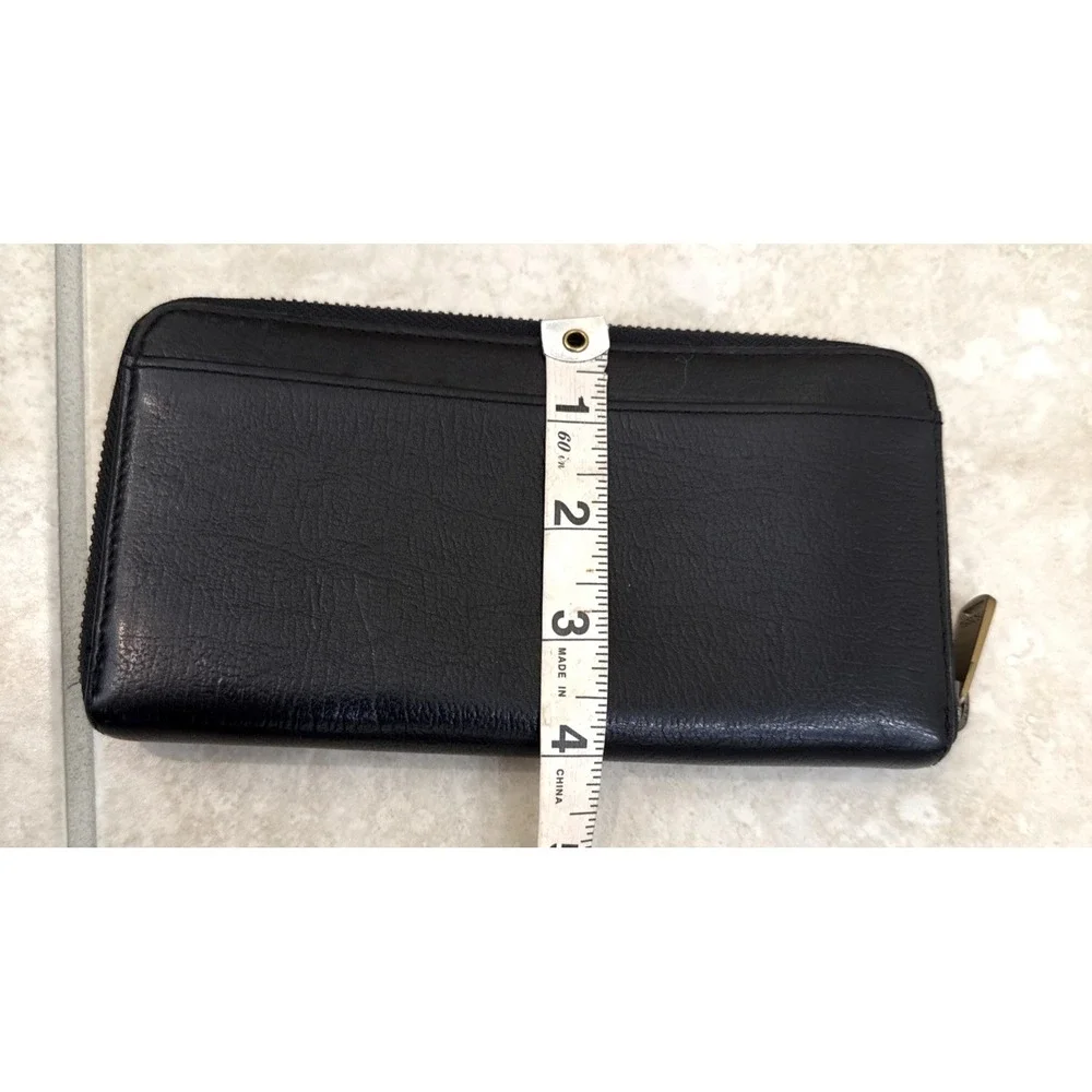 Fossil Black Zip-Around Leather Wallet
